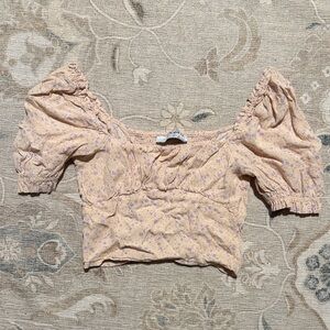 Sophie Rue Cream and Purple Floral Crop Top